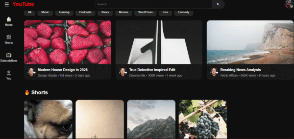 website frontend inspired by YouTube (code)