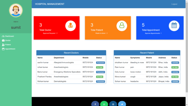 Hospital Management System website