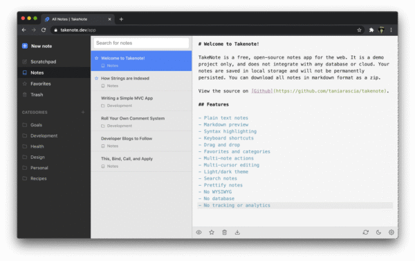 Notes App (code TypeScript)